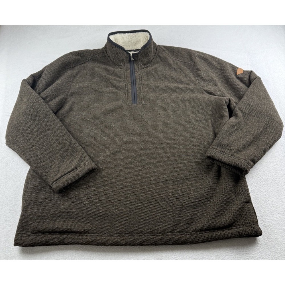 Orvis Sweater Men XXL Brown Brighton 1/4 Zip Sherpa Lined Heavyweight 1526440